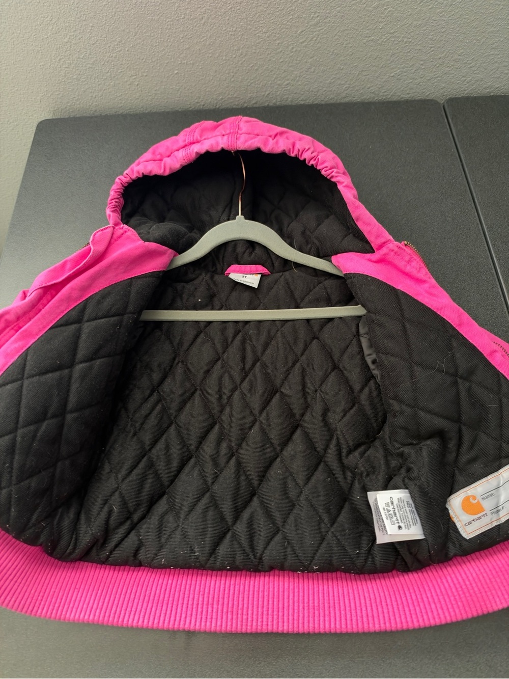 Carhartt Girls' Bright Pink Hooded Puffer Jacket - Picture 8 of 8
